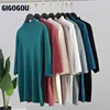 Gigogou Spring Autumn Women Sweater Solid Half Sleeve Stickovers Pullovers Top Fall Chic Female Jumper Jersey Shirt Pull Femme 210917