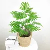 65cm Tropical Monstera Large Artificial Plants Fake Palm Tree Green Plastic Leafs 18 Heads Coconut Tree Branches For Home Decor 210624