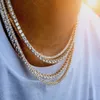 Mens Diamond Iced Out Tennis Chain Hip Hop smycken Halsband Silver Rose Gold Chain Halsband 3mm 4mm 5mm215L1090340