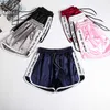 Jogger Letter Sport Sport Workout Shorts Ladies Lace Up Up Womens Elastic Shorts Summer Patchwork Gym Athletic Low 210714