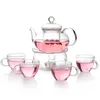 Clear Modern Flowers Thee Set Warmte Teature Cups Pot Kungfu voor Citroen