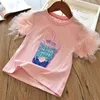 T-shirt de patchwork nova marca meninas animais unicornio roupas roupas desenhos animados crianças desgaste de aniversário de crianças 20220225 Q2