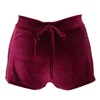 Womens Ladies Retro Velvet Pretty Little Thing Pink Wine Red Crushed Runner Fashion Shorts Women's