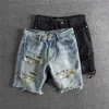 Högkvalitativ cowboy shorts jeans män denim korta män hål byxor sommar man hip hop tiggare dragkedja gay streetwear