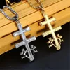 Katolska ängelskors hänge halsband för kvinnor rostfritt stål hiphop smycken caravaca crucifix kristna män gåva kedjor morr22