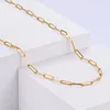 Chains 4mm Width Gold Color Paperclip Link Chain Necklaces Women Men Stainless Steel Necklace Wholesale Party 40cm 45cm