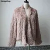 Kış Sonbahar Kadın Gerçek Kürk Kadın Örme Tavşan Mont Ceket Rahat Kalın Sıcak Moda İnce Palto Giyim 211204