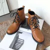 Meotina Kvinnor Stövlar Vinter Ankel Stövlar Lace Up Flat Short Boots Snake Print Rund Toe Skor Kvinna Höst Gul Plus Storlek 34-43 210608