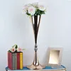 70cm lång bröllop blomma trumpet vas bord dekoration mittpiece vas metall hållare evenemang juldekoration