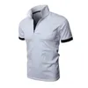 Män Polo Shirt Sommar Kortärmad Turn-Over Collar Slim Tops T Shirts för Mens Casual Andningsbar Solid Color Business