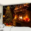 Christmas Tapestry Christmas Tree And Fireplace Warm Family Wall Hanging Backdrop Home Room Decoration Gift 210609