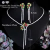 ThreeGraces Sprankelende Multicolor Blad Cubic Zirconia Lange Dangle Drop Ketting en Oorbellen Luxe Sieraden Sets voor Bruiden TZ550 H1022