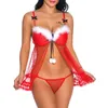 Malha Perspectiva Suspete Saia Boudoir Divertido Diversão Natal Vestido Vermelho Meia-noite Tentação Sexy Underwear 211203