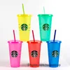 DHL Özel Starbucks Fincan 24 oz Kişiselleştirilmiş Tumblers Kupa Starbuck Bardakları Saman İle Kahve Kupalar Şeffaf Sippy Plastik Tumbler