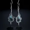 Bohemen Vintage Lange Dangle Voor Dames Maansteen Zonnebloem Daisy Drop Earring Haak Oorbellen Mode Party Sieraden Gift