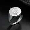 Кольца кластера мужское кольцо с печаткой круглая гравировка компас для мужчин женщин из нержавеющей стали простой серебряный тон ювелирные изделия падение