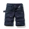 Zomer mannen effen kleur borduurwerk patroon lading shorts katoen strand casual bermuda overalls zak decoratie 210716