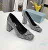 Designer Diamond Shoes Dames Hoge kwaliteit Sandalen Fashion Glanzende RiTestone Leather High Heel 9,5 cm Slippers Show Party Dress Shoe