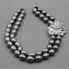 Chokers guaiguai biżuteria 2 rzędy czarne morze skorupa perła naszyjnik cZ złącze kwiatowe ręcznie robione dla kobiet