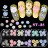 60pcs/Box 3D Flowers Butterfly Bow Tie Macaroon Colorful AB White Resin Nail Art Rhinestone Gems Decorations Manicure DIY Tips