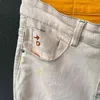 Hochwertige Mode für Männer Farbe Khaki Orange Stretch-Denim-Shorts Sommer dünne zerrissene Biker-Jeans kurze männliche Bermuda-Markenkleidung