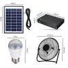 3 * 3W SOLAR POWER PANEL USB Laddning LED LIGHT WITH FAN KIT FÖR HOME OUTRE CAMPING