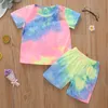 2021 sommer Kinder Kleidung Set Mode Tie Dye Gedruckt Shorts Outfits 2 Teile/satz Baby Anzug 3 Farben