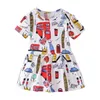 Jumping Meters Princess Arrival Baby Unicorns Dresses Girls Cotton Clothing Stripe Summer Kids Party Dress for Children Wear 210529