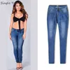 Elasticità a vita bassa Jeans skinny Femme Classic Vintage Bleached Plus Size Push Up Jean Donna Moda Blue Pencil Demin Pants 211129