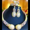 イヤリングネックレスMissvikki Luxury Bold Cross African Gold Jewelry Set Nigerian Wedding Dubai Beads Bridal Jewellery Cubic Zircon