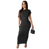 Designer Nieuwe 3XL 4XL Vrouwen Maxi Jurken korte mouw plus size eendelige jurk Zomerkleding sexy bodycon lange rokken zwarte mager verpakte heuprok DHL 4972