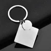 100% acier inoxydable carré pendentif porte-clés blanc armée Ketting pour gravure miroir poli voiture porte-clés en gros 10 pièces 210409