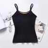 Koreanska Kvinnor Toppar Seamless Thermal Strap Camis Tjock Tank Plus Velvet Kvinna Ärmlös Halter Ladies Camisole 210427