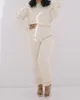 NINIMIOUR女性エレガントな2本 - ピーススーツセットフェムテースタイルのプラスサイズのプレーン長袖トップパンツセットスポーツ衣装210415