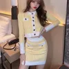Spring Autumn Korean Japanese 2 Piece Set Women Short Long Sleeve Knitted Jacket + Bodycon Mini Skirt Sweat Suits 210514