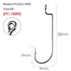 100pcs/lot Narrow Sea Fishing hook High quality Crank Hook for Soft Worm Bait Crankbait 6#- 5/0#