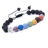 Beaded Strands Tree 8mm Seven Chakra Armband Bried Black Lava Stone Pärlor Kvinnor Män Buddha Friendship Strand Jewelry Fawn22