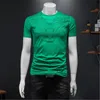 2024 Summer Men's Tops Kortärmade t-shirts Tryck på Slim Fit Colorblocking New Casual Cotton Round Neck Bottoming Shirts Tryckt TOP5XL200 pund kan användas