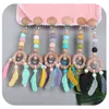 Baby Teether Siliocne Beads Feather Teething Pendant Pram Clip Hanging Toys Mobile Holder Stroller Chain Newborn Wooden Gym 2591 Q2