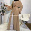 Ethnic Clothing Solid Open Kaftan Dubai Abaya Turkey Kimono Cardigan Robe Muslim Hijab Dress Ramadan Abayas For Women Caftan Islamic