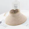 Wide Brim Hats Women Summer Straw Hat Foldable Empty Top Sun Female Large Beach UV Protection Cap Casual Visor