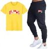 Mens Letter Printing Tracksuit Fashion Trend Round Neck Short Sleeve Tops Trousers Sports Suits Designer Male Casual Gyms Fitness Two Pieces Sets