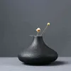 Modern 8 Style Black Ceramic Flower Arrangement Small Vase Home Decoration Tabletop Ornament Crafts 211215