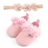 First Walkers LZH Children's Sneakers 2022 Autumn Classic Canvas Baby Shoes Flower+Headband Girls Princess 0-1 Years