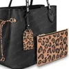 2021 tote handväska dam toes handväskor plånböcker brun blomma leopard läder 45856 shoppingkassar MM storlek 32/29/17cm #LNF-01