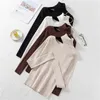 Sexy Knitted Sweater Off Shoulder Pullovers for Women Long Sleeve Turtleneck Female Jumper Black White Clothing 211011