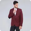 Beige män prom kostym bröllop armbåge fläckar brudgummen smal smal passform terno masculino manliga blazers 2pieces jacka byxor kostym homme män