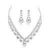 Necklace Earrings Set Wedding Silver Color Rhinestone Crystal Bridal Jewelry Sets for Women
