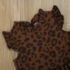 2-7y verão criança criança criança meninas vestido rebuffles vestidos de leopardo sem mangas para trajes de roupas 210515