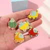 Frog Stroller Enamel Pins Custom Apple Fruit Series Brooches Bag Lapel Pin Cartoon Animal Badge Jewelry Gift for Kids Friends